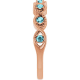 14K Gold Round Natural Blue Zircon Accented Stackable Ring – 2mm Stones - Rose Gold - view 9