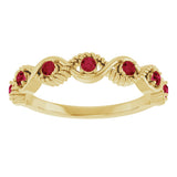 14K Gold Round Lab-Grown Ruby Accented Stackable Ring - Yellow Gold - view 8