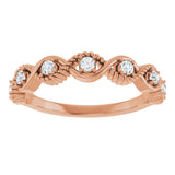 14K Gold Round Natural Diamond Accented Stackable Ring – 2mm Stones - Rose Gold - view 8