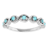 14K Gold Round Natural Blue Zircon Accented Stackable Ring – 2mm Stones - White Gold - view 8