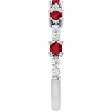 Platinum Round Natural Ruby Accented Stackable Ring – 2.5mm Stones - view 9