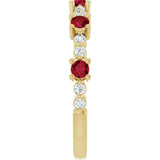 14K Gold Round Natural Ruby Accented Stackable Ring – 2.5mm Stones - Yellow Gold - view 9