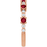 14K Gold Round Natural Ruby Accented Stackable Ring – 2.5mm Stones - Rose Gold - view 9