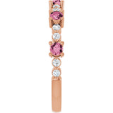 14K Gold Round Natural Pink Tourmaline Accented Stackable Ring – 2.5mm Stones - Rose Gold - view 9