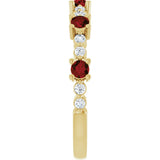14K Gold Round Natural Mozambique Garnet Accented Stackable Ring – 2.5mm Stones - Yellow Gold - view 9