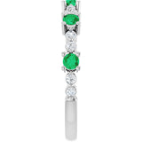 14K Gold Round Natural Emerald Accented Stackable Ring – 2.5mm Stones - White Gold - view 9