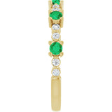 14K Gold Round Lab-Grown Emerald Accented Stackable Ring – 2.5mm Stones - Yellow Gold - view 9