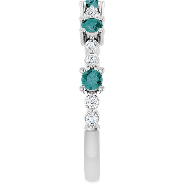 14K Gold Round Natural Alexandrite Accented Stackable Ring – 2.5mm Stones - White Gold - view 9