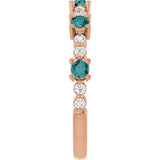 14K Gold Round Natural Alexandrite Accented Stackable Ring – 2.5mm Stones - Rose Gold - view 9
