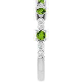 14K Gold Round Natural Peridot Accented Stackable Ring – 2.5mm Stones - White Gold - view 9