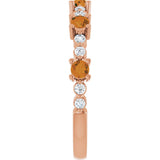 14K Gold Round Natural Citrine Accented Stackable Ring – 2.5mm Stones - Rose Gold - view 9