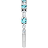 14K Gold Round Natural Blue Zircon Accented Stackable Ring – 2.5mm Stones - White Gold - view 9