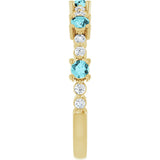 14K Gold Round Natural Blue Zircon Accented Stackable Ring – 2.5mm Stones - Yellow Gold - view 9