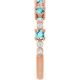 14K Gold Round Natural Blue Zircon Accented Stackable Ring – 2.5mm Stones - Rose Gold - view 9