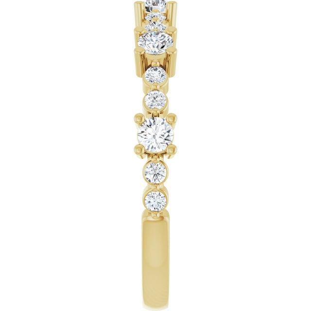 14K Gold Round Natural Diamond Accented Stackable Ring – 2.5mm Stones - Yellow Gold - view 9