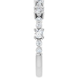 14K Gold Round Natural White Sapphire Accented Stackable Ring – 2.5mm Stones - White Gold - view 9