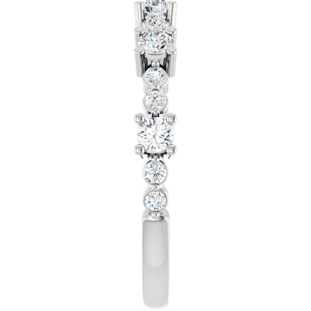 14K Gold Round Natural White Sapphire Accented Stackable Ring – 2.5mm Stones - White Gold - view 9