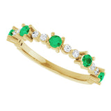 14K Gold Round Natural Emerald Accented Stackable Ring – 2.5mm Stones - Yellow Gold - view 10