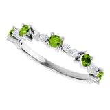 Platinum Round Natural Peridot Accented Stackable Ring – 2.5mm Stones - view 10