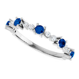 Platinum Round Lab-Grown Blue Sapphire Accented Stackable Ring – 2.5mm Stones - view 10