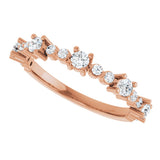 14K Gold Round Natural Diamond Accented Stackable Ring – 2.5mm Stones - Rose Gold - view 10