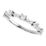 14K Gold Round Natural White Sapphire Accented Stackable Ring – 2.5mm Stones - White Gold - view 10