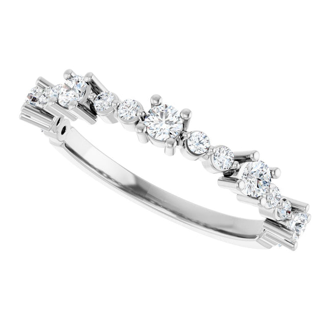 Platinum Round Natural Diamond Accented Stackable Ring – 2.5mm Stones - view 10