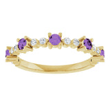 14K Gold Round Natural Amethyst Accented Stackable Ring – 2.5mm Stones - Yellow Gold - view 8