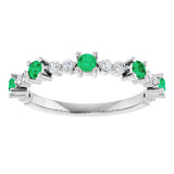 Platinum Round Lab-Grown Emerald Accented Stackable Ring – 2.5mm Stones - view 8