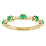 14K Gold Round Lab-Grown Emerald Accented Stackable Ring – 2.5mm Stones - Yellow Gold - view 8