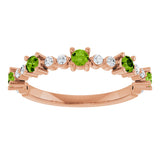 14K Gold Round Natural Peridot Accented Stackable Ring – 2.5mm Stones - Rose Gold - view 8
