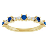 14K Gold Round Natural Blue Sapphire Accented Stackable Ring – 2.5mm Stones - Yellow Gold - view 8