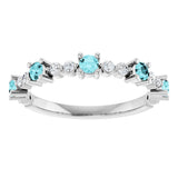 Platinum Round Natural Blue Zircon Accented Stackable Ring – 2.5mm Stones - view 8