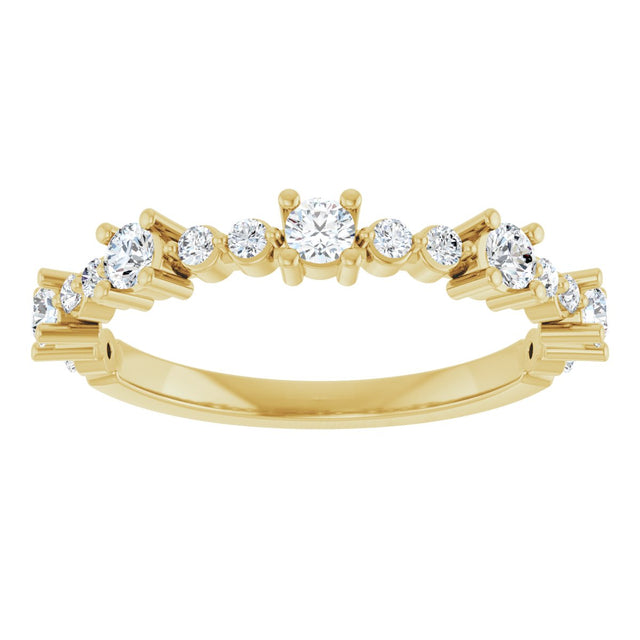 14K Gold Round Natural White Sapphire Accented Stackable Ring – 2.5mm Stones - Yellow Gold - view 8