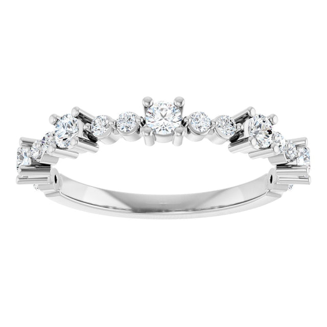 14K Gold Round Natural Diamond Accented Stackable Ring – 2.5mm Stones - White Gold - view 8