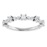 14K Gold Round Natural White Sapphire Accented Stackable Ring – 2.5mm Stones - White Gold - view 8