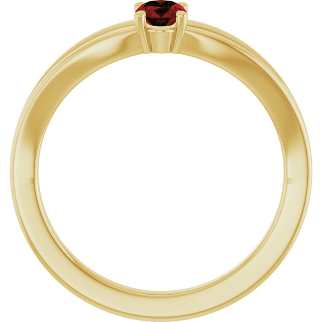 14K Gold Oval Natural Mozambique Garnet Youth Birthstone Ring - Yellow Gold - view 7