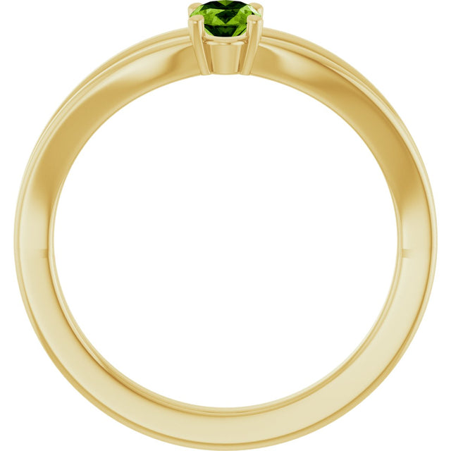14K Gold Oval Natural Peridot Youth Birthstone Ring - Yellow Gold - view 7
