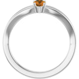 Platinum Oval Natural Citrine Youth Birthstone Ring - view 7