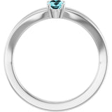 Platinum Oval Natural Blue Zircon Youth Birthstone Ring - view 7