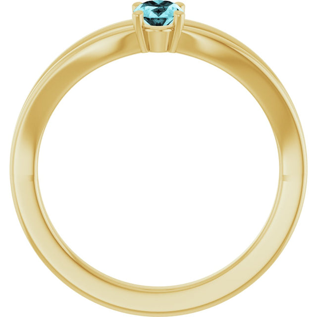 14K Gold Oval Natural Blue Zircon Youth Birthstone Ring - Yellow Gold - view 7