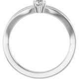 14K Gold Oval Natural White Sapphire Youth Birthstone Ring - White Gold - view 7