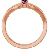 14K Gold Oval Natural Pink Tourmaline Youth Birthstone Ring - Rose Gold - view 7