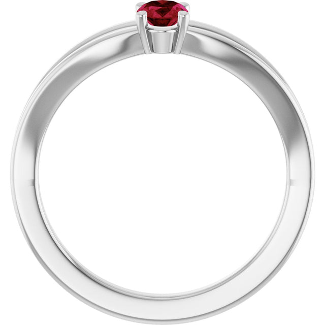Platinum Oval Natural Ruby Youth Birthstone Ring - view 7