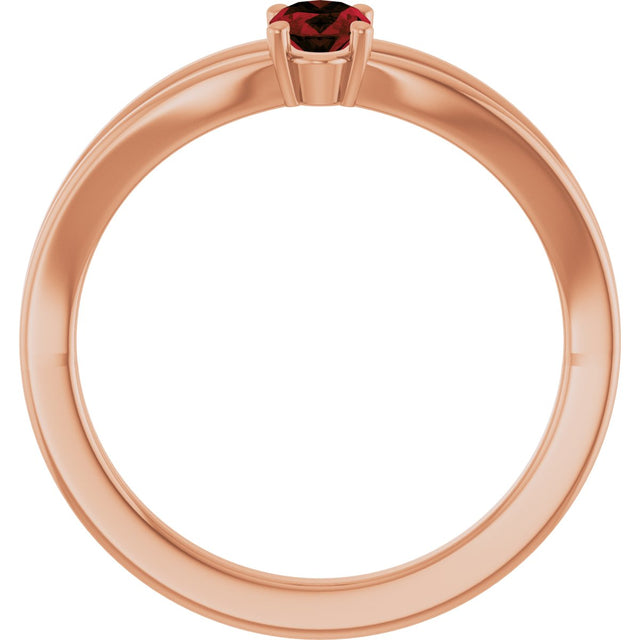 14K Gold Oval Natural Mozambique Garnet Youth Birthstone Ring - Rose Gold - view 7