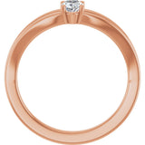 14K Gold Oval Natural White Sapphire Youth Birthstone Ring - Rose Gold - view 7