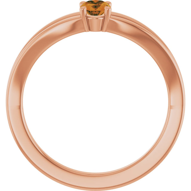 14K Gold Oval Natural Citrine Youth Birthstone Ring - Rose Gold - view 7