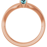 14K Gold Oval Natural Blue Zircon Youth Birthstone Ring - Rose Gold - view 7