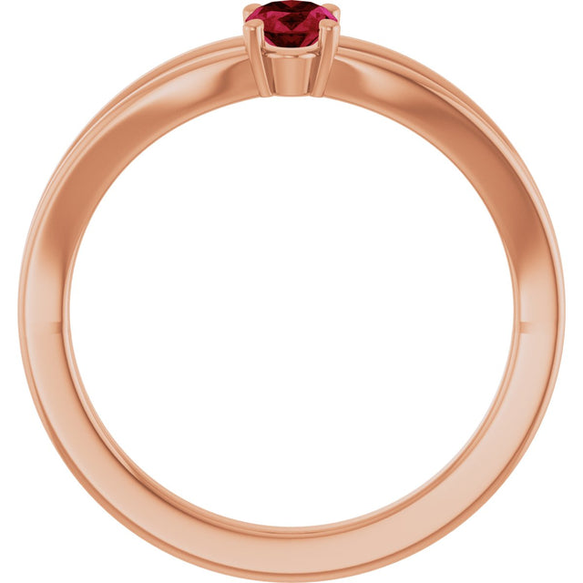 14K Gold Oval Natural Ruby Youth Birthstone Ring - Rose Gold - view 7