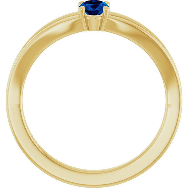 14K Gold Oval Lab-Grown Blue Sapphire Youth Birthstone Ring - Yellow Gold - view 7